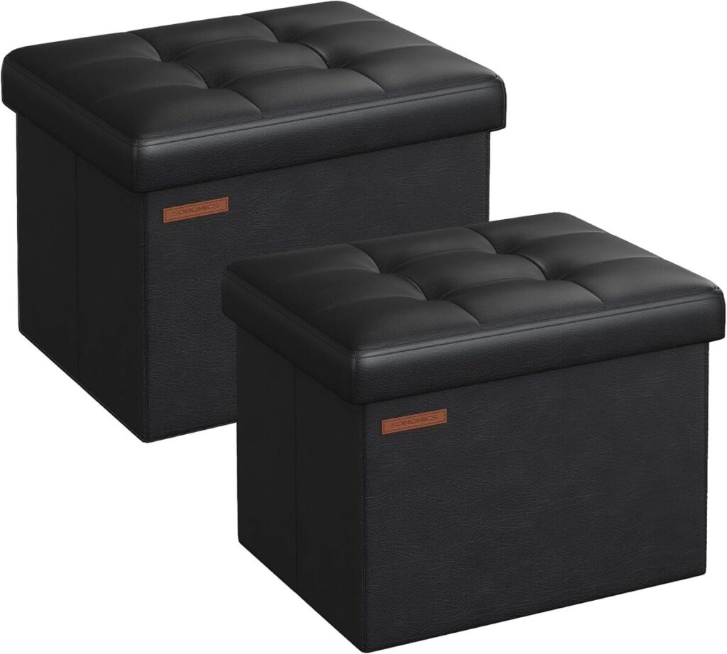 Petits Tabourets de rangement de la marque SONGMICS de couleur noir